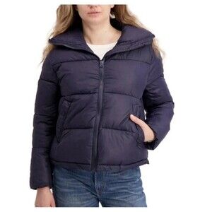 Hudson Women's Short Puffer Jacket Size Small Color Navy  NWT
